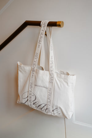 Peace Canvas Tote Bag with Yoga Strap